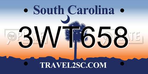 3WT658 South Carolina License Plate