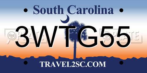 3WTG55 South Carolina License Plate