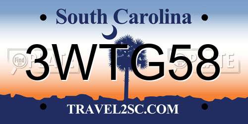 3WTG58 South Carolina License Plate