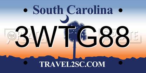 3WTG88 South Carolina License Plate