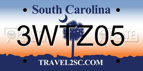 3WTZ05 South Carolina License Plate