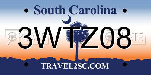 3WTZ08 South Carolina License Plate