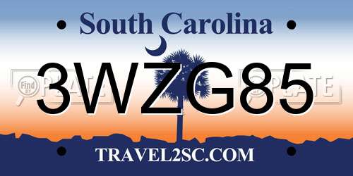 3WZG85 South Carolina License Plate