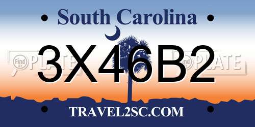 3X46B2 South Carolina License Plate