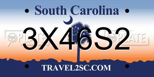 3X46S2 South Carolina License Plate
