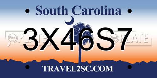3X46S7 South Carolina License Plate