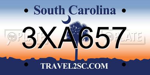 3XA657 South Carolina License Plate