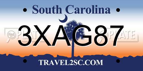 3XAG87 South Carolina License Plate