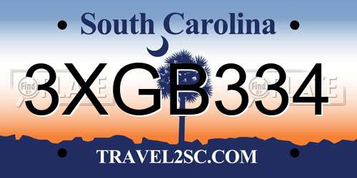 3XGB334 South Carolina License Plate
