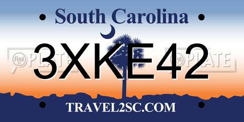 3XKE42 South Carolina License Plate