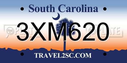 3XM620 South Carolina License Plate