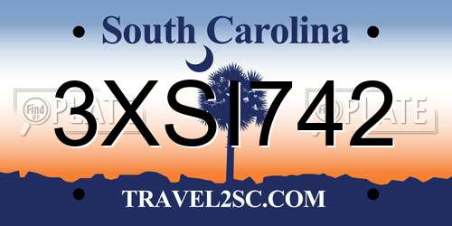3XSI742 South Carolina License Plate