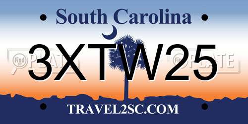 3XTW25 South Carolina License Plate