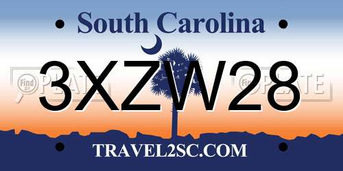 3XZW28 South Carolina License Plate