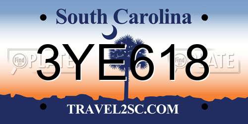 3YE618 South Carolina License Plate