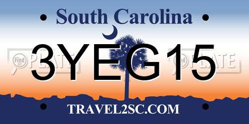 3YEG15 South Carolina License Plate