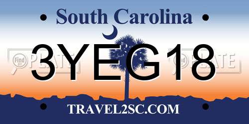 3YEG18 South Carolina License Plate