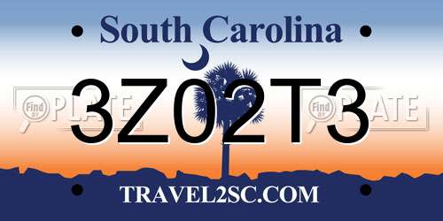 3Z02T3 South Carolina License Plate