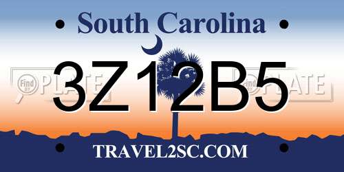 3Z12B5 South Carolina License Plate