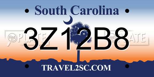 3Z12B8 South Carolina License Plate