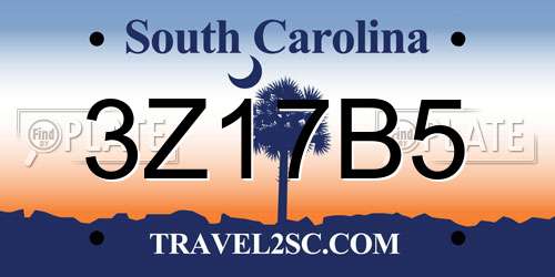 3Z17B5 South Carolina License Plate