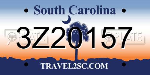 3Z20157 South Carolina License Plate
