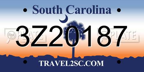 3Z20187 South Carolina License Plate
