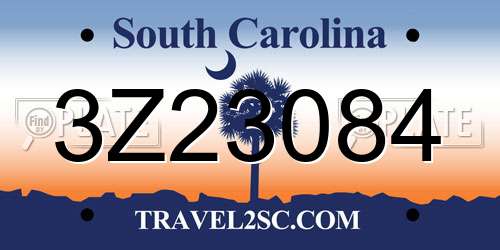 3Z23084 South Carolina License Plate
