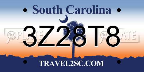 3Z28T8 South Carolina License Plate