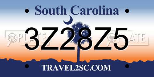 3Z28Z5 South Carolina License Plate