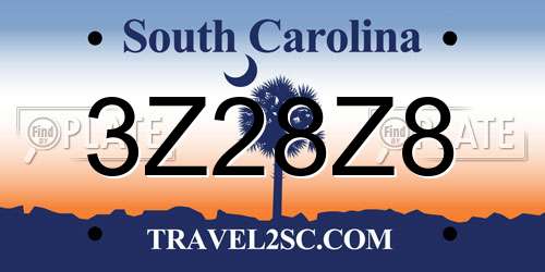 3Z28Z8 South Carolina License Plate