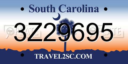 3Z29695 South Carolina License Plate