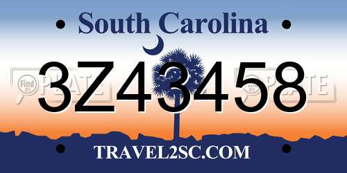 3Z43458 South Carolina License Plate