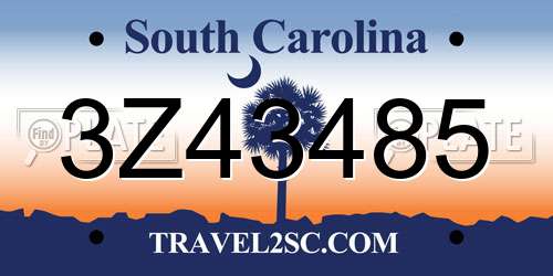 3Z43485 South Carolina License Plate