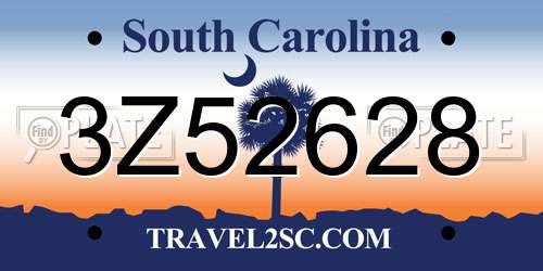 3Z52628 South Carolina License Plate