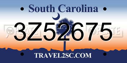 3Z52675 South Carolina License Plate