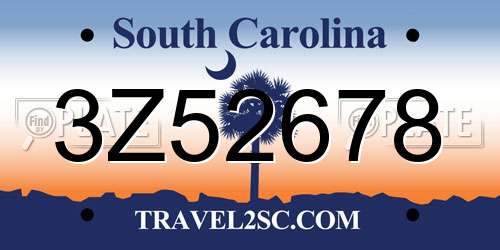 3Z52678 South Carolina License Plate