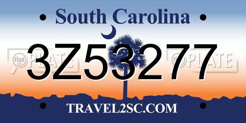 3Z53277 South Carolina License Plate
