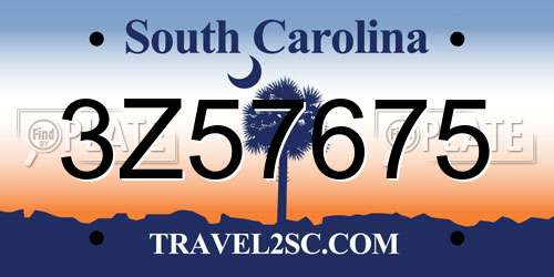 3Z57675 South Carolina License Plate