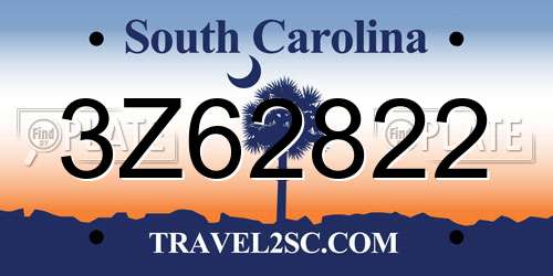 3Z62822 South Carolina License Plate