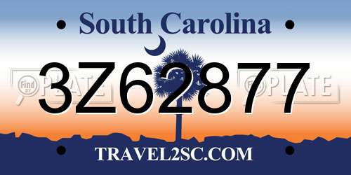3Z62877 South Carolina License Plate