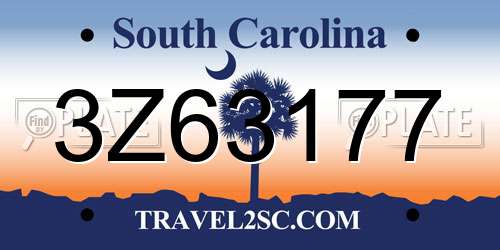 3Z63177 South Carolina License Plate