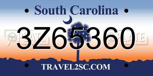 3Z65360 South Carolina License Plate
