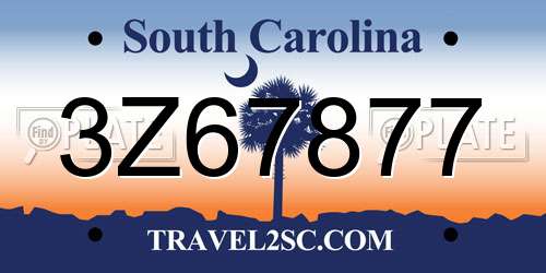 3Z67877 South Carolina License Plate