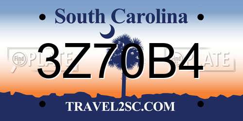 3Z70B4 South Carolina License Plate