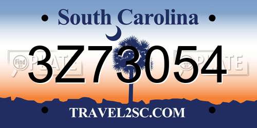 3Z73054 South Carolina License Plate