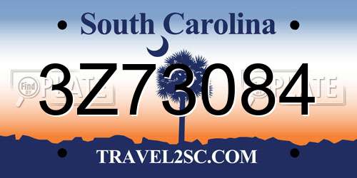 3Z73084 South Carolina License Plate