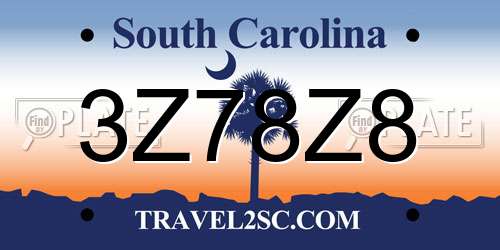 3Z78Z8 South Carolina License Plate