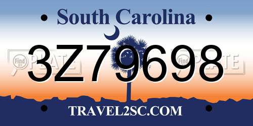 3Z79698 South Carolina License Plate