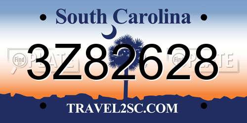 3Z82628 South Carolina License Plate